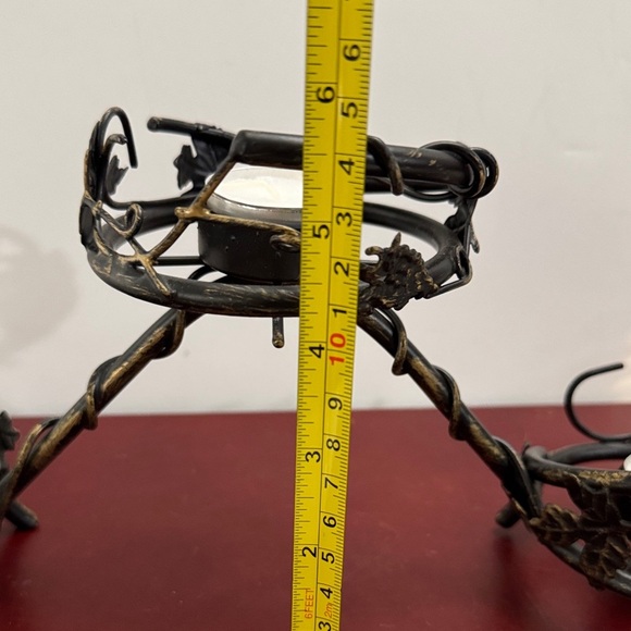 Vintage Black Metal Triple Candle Holder - Picture 5 of 7